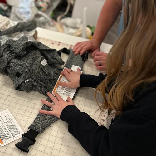 image of designers working on a carrier product in Boppy's in-house workshop